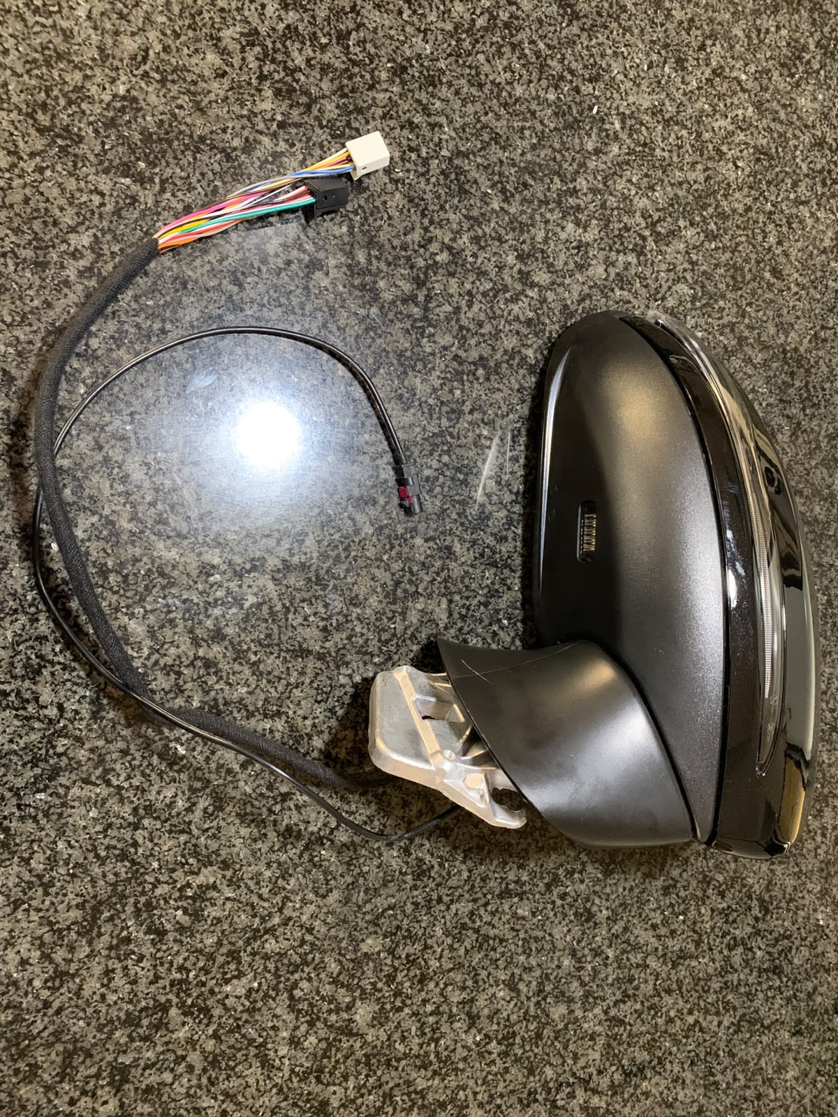 Black power-fold LED side mirror with wiring